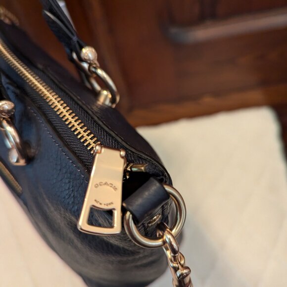 Coach Leather Handbag Casey Satchel C6229 Navy - Picture 5 of 14